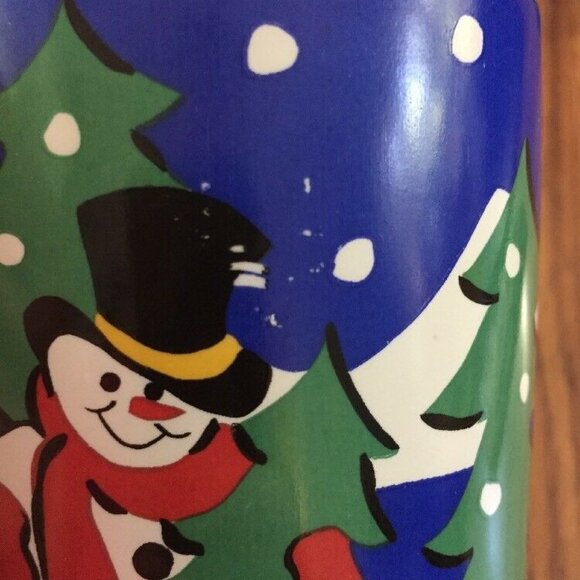 Christmas Mugs Snowman Tree Ceramic Everyday Gibson Set Of 2 Blue Green 8 oz Cup - Picture 11 of 12